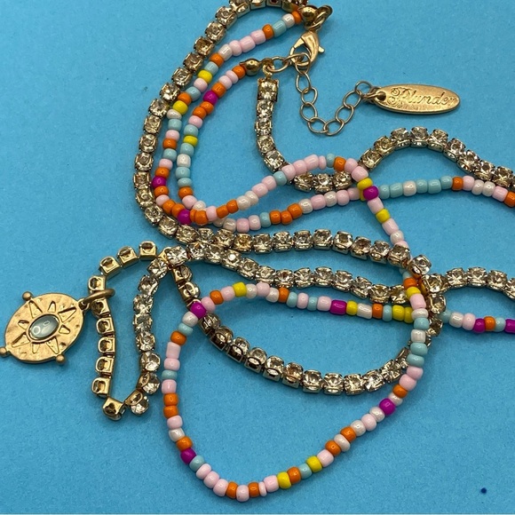 PLUNDER Pastel Seed Beads & Gold Rhinestones Necklace - Picture 4 of 9